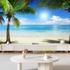 FENDROM Ocean Beach Tapestry Tropical Seaside Island Palm Tree Waves