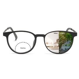 K.LAVER Bifocal Progressive Reading Glasses Photochromic Anti-UV400 Men's Sunglasses TR90 Metal Women's Reading Glasses