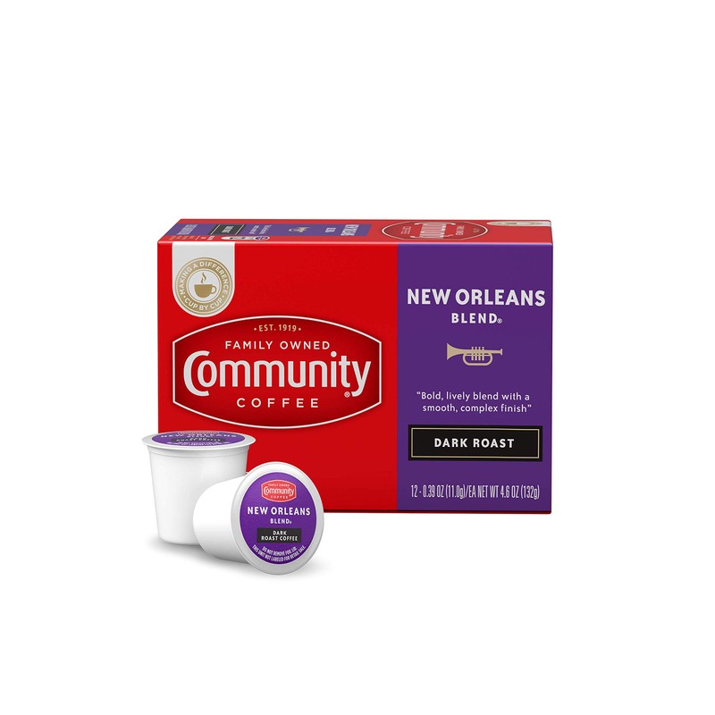 Community Coffee Coffee Pods, Dark Roast, Compatible with Keurig 2