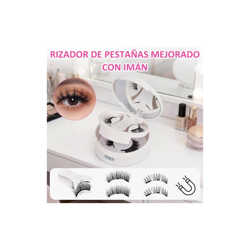 Pestañas Magnéticas Reutilizables 2 Pares, Kit con Aplicador, Sin Pegamento,