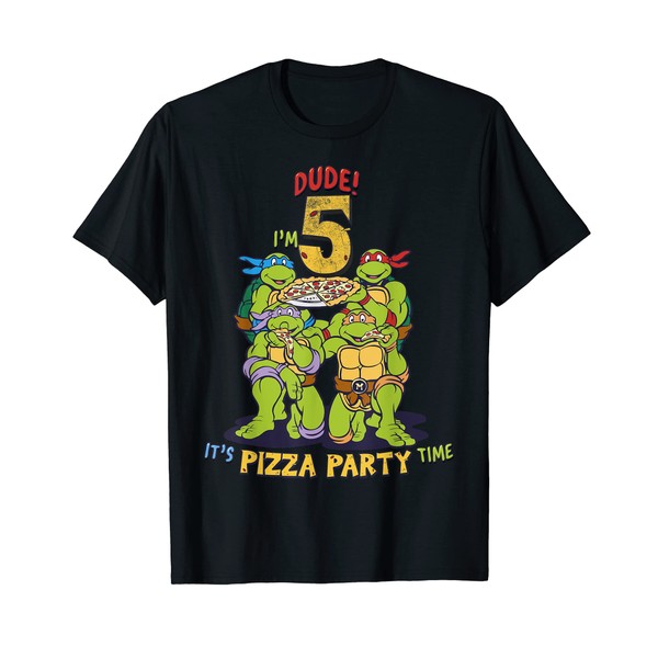 Teenage Mutant Ninja Turtles I'm 5 Dude Pizza Birthday Party T-Shirt