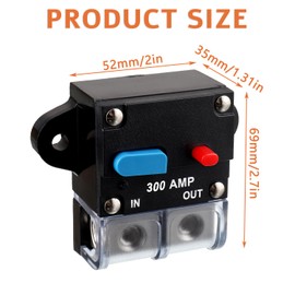 JAMHER 300A Circuit Breaker 300AMP Resettable Inline Circuit Breaker Manual Reset Button Self Recovery Circuit Breaker with Waterproof Cover for Auto Car Marine Boat and Amps Protection
