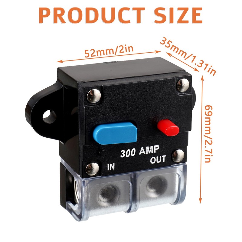 JAMHER 300A Circuit Breaker 300AMP Resettable Inline Circuit Breaker Manual