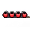 Beating Heart Tire Valve Caps - Black Aluminum - Set