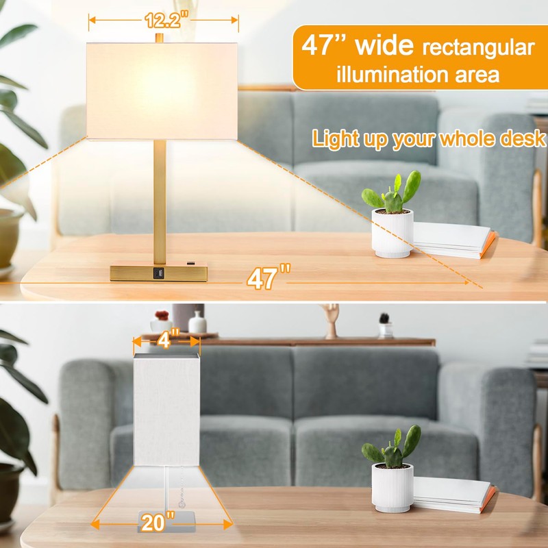 21" Touch Bedside lamps with 2 USB & AC Outlets,