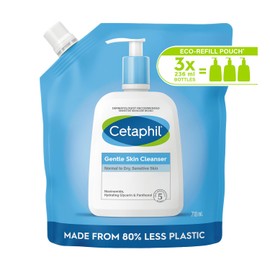 Cetaphil Gentle Skin Cleanser Eco Refill Pouch, 710ml, Face & Body Wash, for Normal to Dry Sensitive Skin, Soap Free with Niacinamide