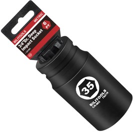 BILITOOLS 35mm Socket 3/4" Drive Deep Impact Socket,Metric 6-Point Axle Nut Socket, CR-MO, for Trucks, Semi-Trucks, Other Large Vehicles. Fit 3/4-inch Drive Impact Wrenches for High-Torque Work