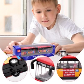 Bus Toy Car, Bus Toy Model Inertia Toy Cars Pull Back Vehicle Toys City Car Toy for Kids Alloy Diecast Toy Vehicles Bus Toys Car Model Pull Back City Bus Kids Gifts for Birthday Gift Party Favors, Red