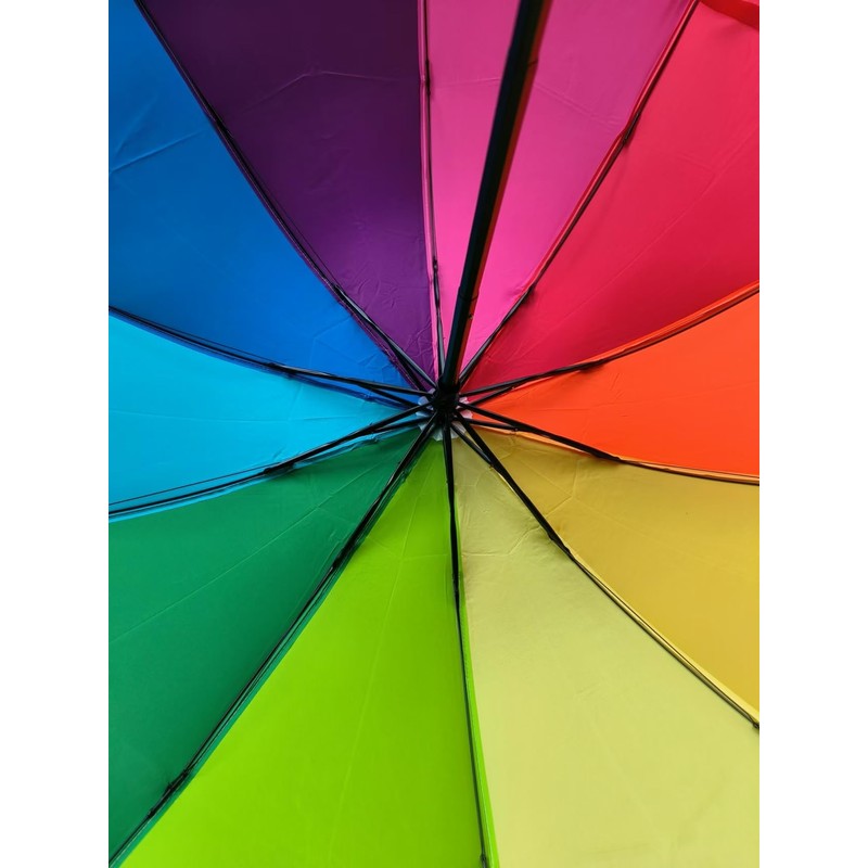 GZYFUVALW Rainbow Color Umbrella 10 Rib Strong Wind Resistant Frame,