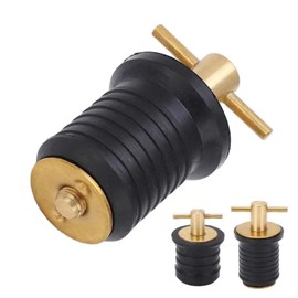IGTOPS Brass T-Handle 1 Inch or 1-1/4 Inch Drain Plug for Boat, Bilge Plug for Water Drainage, Drain Plug, Marine Boat Accessories, Bilge Plug, Stainless Steel Rubber Sealing Plug (for 32 mm Hole)
