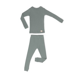 Laas 100% Organic Cotton Pajamas, GOTS certified, Toddler, Kids, Unisex, Girls, Boys, Snug Fitting PJ Set, 2-Piece Pajama set, 2T, Sage