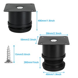 ASelected Pack of 8 Furniture Feet, Adjustable, Black, 50 mm, Diameter 50 mm, Round Furniture Feet, Stainless Steel, Adjustable Furniture Feet, Metal, Cabinet Feet, Silver, Sofa Feet, Metal, Couch