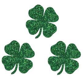 Clover Iron On, Four Leaf Clover Iron On, Shamrock Iron on, St Patrick's Day Iron on Transfer, Iron on Transfer, Saint Patrick's Day, Glitter Clover Iron on (Green Glitter, 3" Wide (Set of 3))