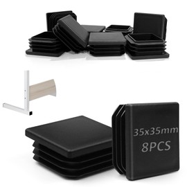 TXXATX Box Section End Caps 35x35 mm Reusable Plastic End Caps 8 Pieces Square Post Caps Black Worktop End Cap Insert Tube End Caps for Chair Stoppers Metal Tube Furniture Shelf Sofa Table