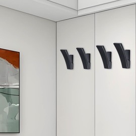 Qreikuw Towel Hooks for Shower, Bathroom, Kitchen, Tile, Closet, Coat, Door Hooks, Holds Up to 40 Pounds - Waterproof and Rustproof (Black)