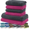 Redbest New York 2-Coloured Terry Towel Set 6-Piece Fuchsia-anthracite -