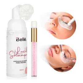 Kit Lash Shampoo Espuma Y Brocha Para Extensiones Pestañas Belié®