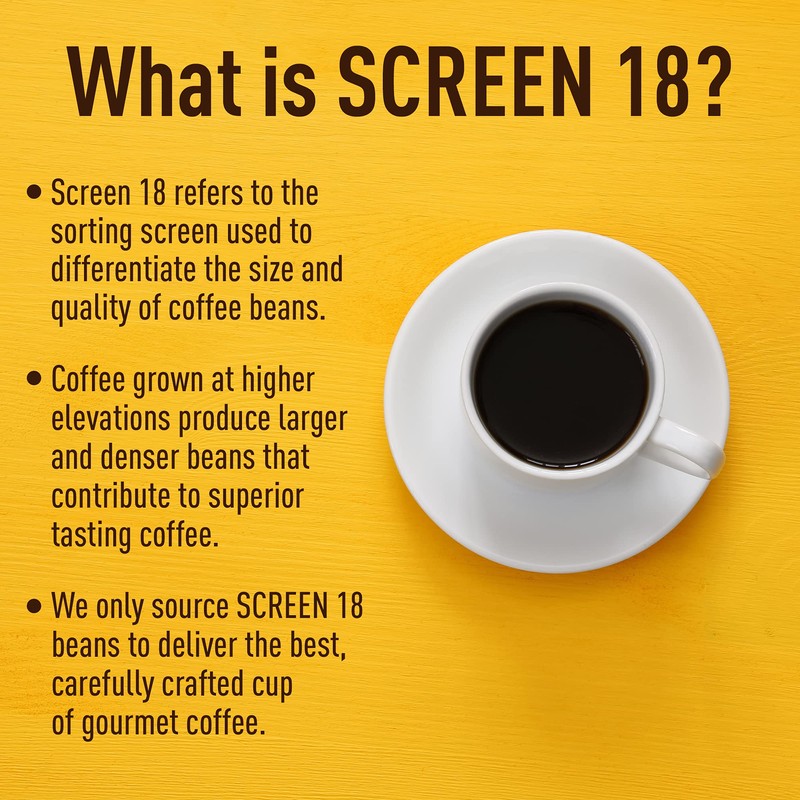 Screen 18 Specialty Grade Premium Brazilian Whole Bean Coffee, Single