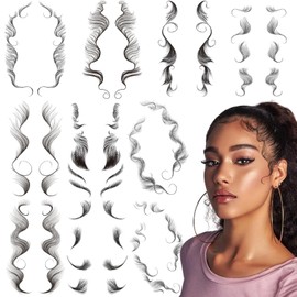 Hair Edges Tattoos Stickers Baby Hair Curly Hair Bang Fake Hairline Hair Edges Waterproof Stickers for Women Lasting Makeup Tool (10 PCS)