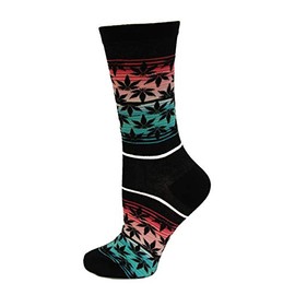 K. Bell Women's Fun Conversation Starter Crew Socks-1 Pairs-Cool & Cute Pop Culture Gifts, Surape Flower (Black), Shoe Size: 4-10