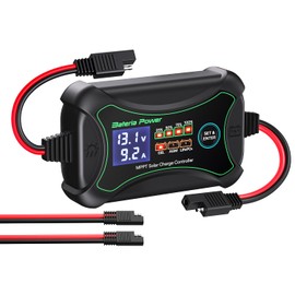 10Amp 12 Volt MPPT Solar Charge Controller, Bateria Power Intelligent Portable Solar Panel Controller, Max PV 150W 30Voc Solar Regulator for Gel AGM Lead-Acid, Lithium LiFePO4 Battery (SunRock 10)