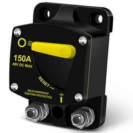 BULVACK 200 Amp Circuit Breaker with Manual Reset Switch for Marine RVs Yacht Trolling Boat Battery Solar System, 12V-48V DC Waterproof (150 Amps)