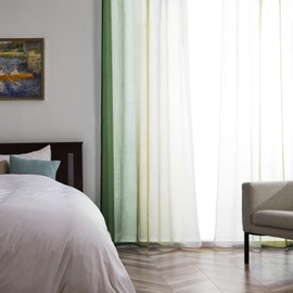 Topfinel Curtain with Eyelets, Bedroom Curtains, Window Drapes, Curtain, Colour Gradient, Olive Green, Eyelet Curtains, 225 cm Long, Curtains for Living Room, Sun Protection, Outdoors, Balcony Door