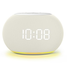 Reacher Auto-Dimmable Alarm Clock White Noise Machine with Night Light, 20 Soothing Sounds, Sleep Timer, Fabric LED Display, Precise Volume Control, Small Sound Machine for Nursery, Baby