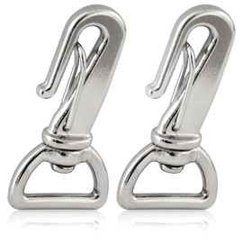 Gooseneck Carabiner with Swivel Joint / Swivel Head for Dog Lead / Neck Strap Set of 2, 1 Inch Die-Cast Zinc 75 mm Length, Also for Paracord 550 / Key Pendant, Colour: Silver