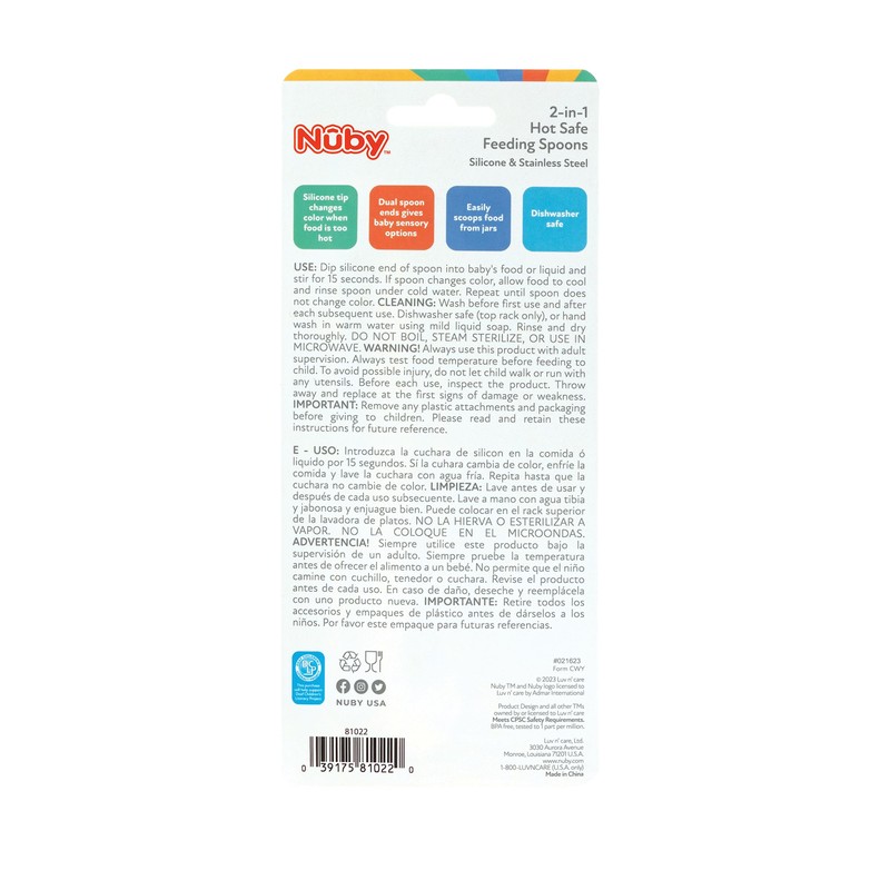 Nuby 2-in-1 Hot Safe Feeding Spoons - (2-Pack) Spoons for
