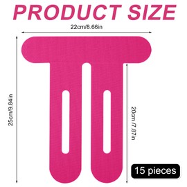 15pcs Precut Kinesiology Tapes for Knees, Waterproof Breathable Kinetic Tape Latex-Free Elastic Athletic Strips Knee Support Patch Stickers for Stability & Muscle Support(Rose Pink)