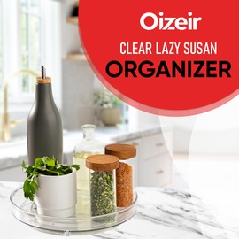 Clear Lazy Susan Organizer - 4PK - 9 Inch - Turntable Organizer - Acrylic Lazy Susan Organizer for Cabinet, Kitchen, Pantry, Fridge & Bathroom - Lazy Susan for Refrigerator - Vanity Countertop