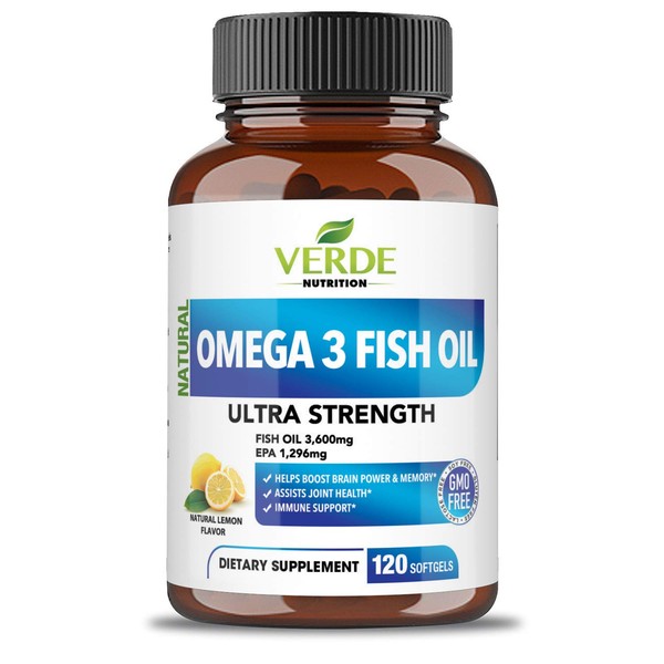 Omega 3 Fish Oil 3,600mg - Triple Strength Burpless Capsules - Support Heart, Brain, Joints & Skin