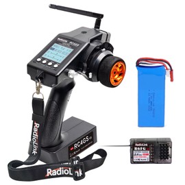 Radiolink RC4GS V3 RC Radio Transmitter with Receiver (R6FG with Gyro) 5 Channel with 2S 1800mAH LiPo Battery RC Remote Controller, 400m Remote Control for RC Car, Truck, Buggy, Tank, Crawler, Boat