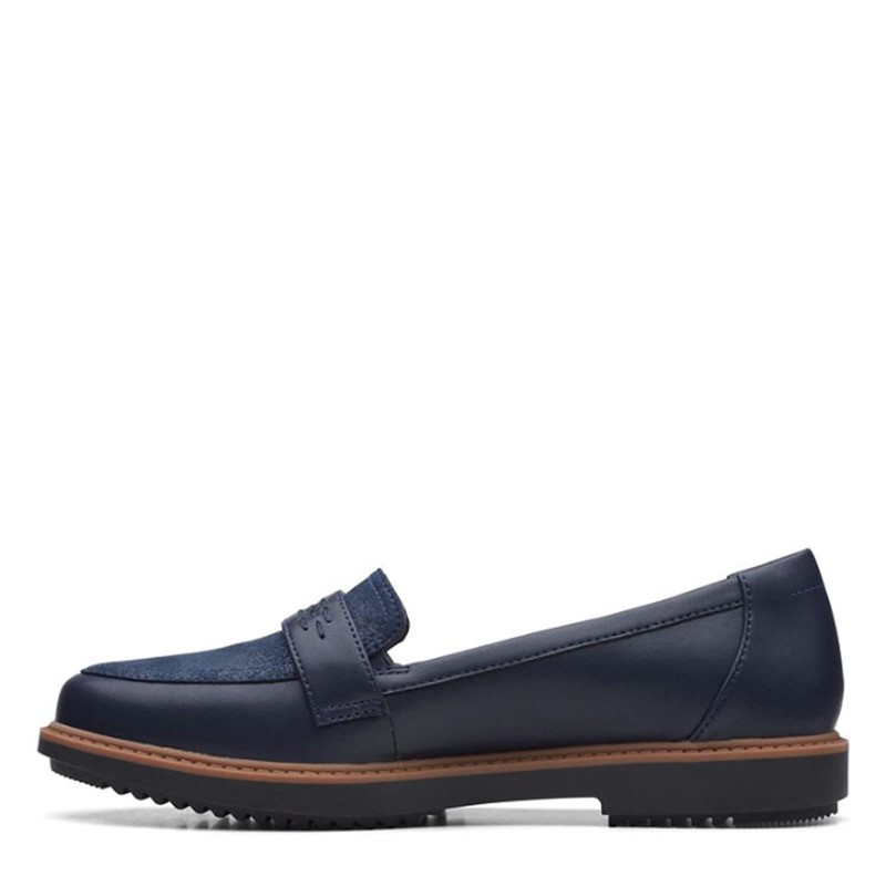 Clarks Raisie - Mocasines para Mujer, Cuero Azul Marino, 22