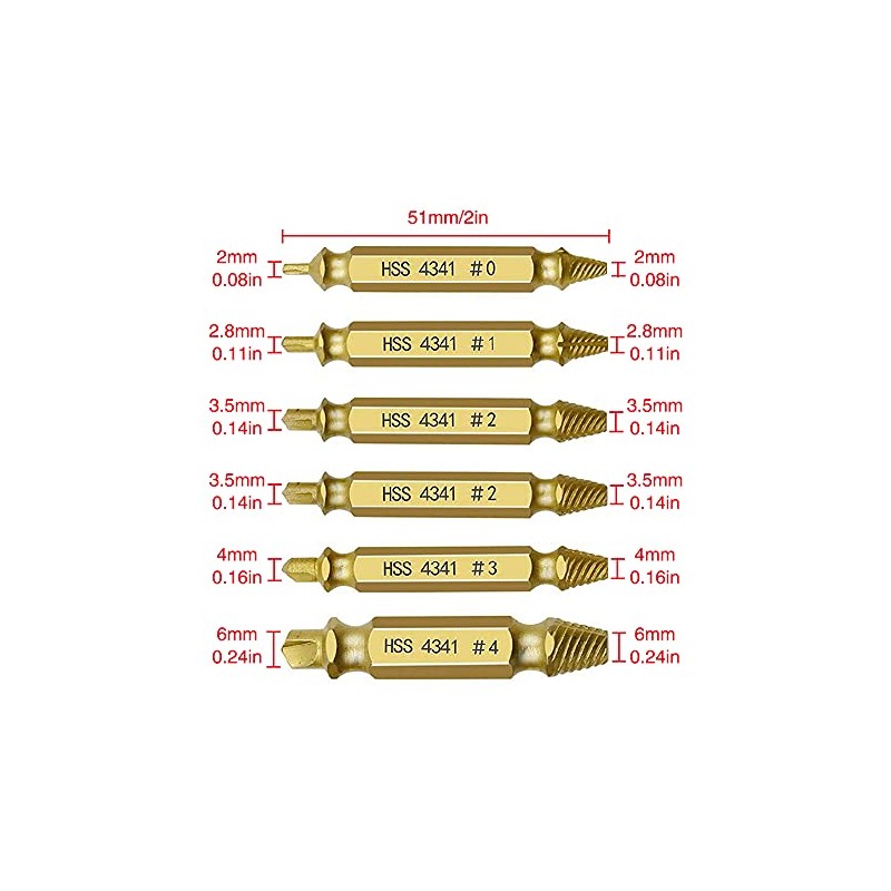 YIXISI 6 PCS Profession Damaged and Stripped Screw Extractor, Broken