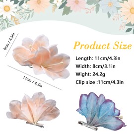 Hawaiian Flower Hair Clips for Women Artificial Orchid Flower Hair Clip for Beach Party Hawaiian Blue Orange Floral Hairpins Wedding Lily Hair Accessories 2Pcs