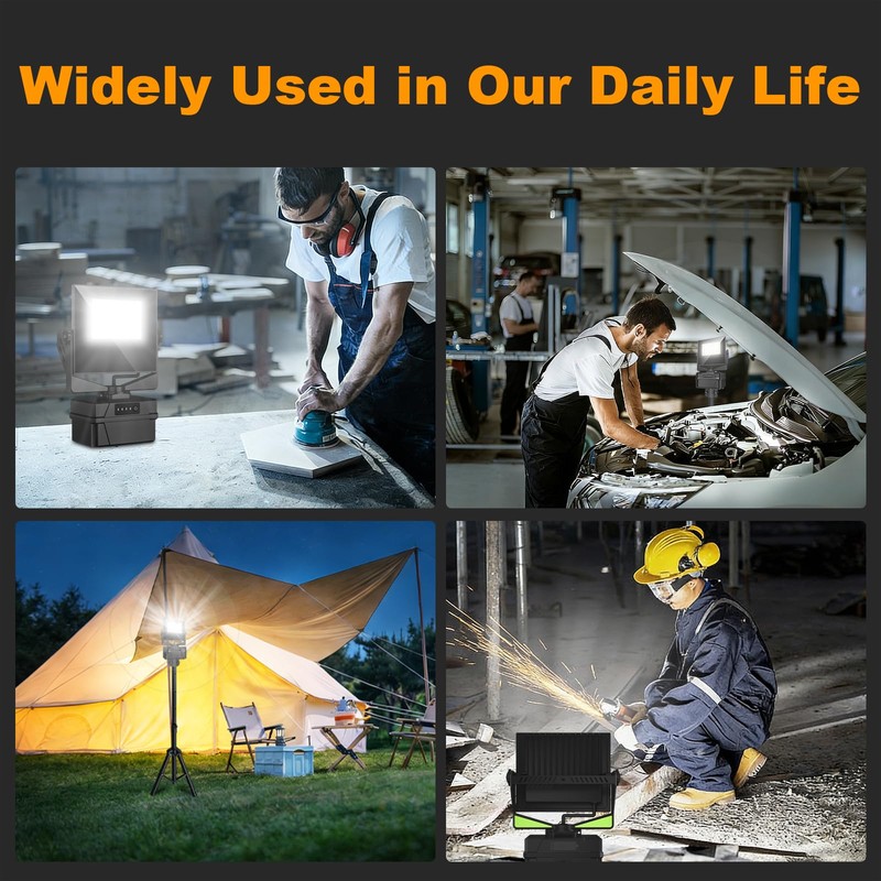 10000 mAh Rechargeable LED Work Light with Tripod Stand, 5000K