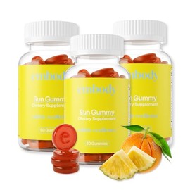 Embody Antioxidant Sun Gummy - 180 Count, Orange Pineapple Flavor - Fern Extract Supplement for Anti-Aging, Dark Spots, Healthy Skin - Promotes Collagen Production - Vitamin C, Selenium, B-Carotene