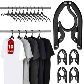 10 Pcs Travel Hangers, Cruise Ship Essentials Travel Essentials, Portable Cruises Must Haves 2025, Folding Hangers for Suitcase, RV Camping Airplane Europe Vacation Essential, Black