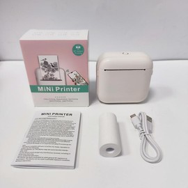 Portable Mini Sticker Printer, 1 Set USB Rechargeable Bluetooth-compatible Thermal Pocket Printer with 1 Roll Paper, Suitable for Study Notes and Gifts, Perfect for Photos, Memos, Lists, and Diaries:_Cream_1 Set