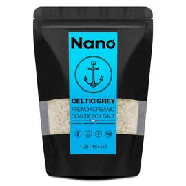 NANO Celtic Grey Sea Salt Organic, Coarse 82 MINERALS | 1 lb (454g) Resealable Bag | Additive & Microplastic Free, Low in Sodium | Perfect for Hydration, Cooking, Baking & Seasoning