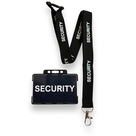Security Lanyard with Printed Security Card, Double Black ID Card Holder