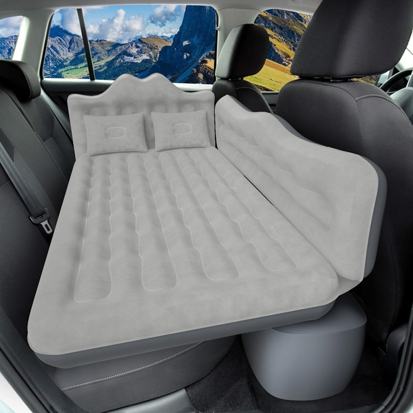 DikaSun Car Air Mattress, Inflatable SUV Truck Air Mattress Back Seat Camping Bed Thickened Car Sleeping Pad for Travel, Car Bed SUV Mattress with Car Air Pump 2 Pillows