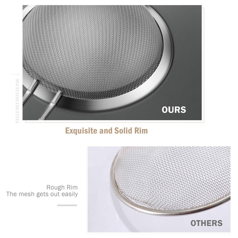 IPOW stainless steel kitchen strainer, premium fine sieve with thickened