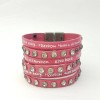 Unbranded Inspirational Good Words Bracelet in Hot Pink Leather