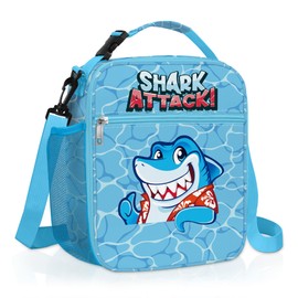 Clastyle Monster Insulated Kids Lunch Bag Large Thermal Cooler Bag for Boy Picnic School Lunch Box Tote,Blue Shark