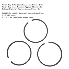3Pcs 51mm Piston Ring, Pneumatic Cylinder Piston Ring, Piston Ring Replacement for 1.1/1.5KW Motor 0.12/0.17 Air Compressor Air Pump