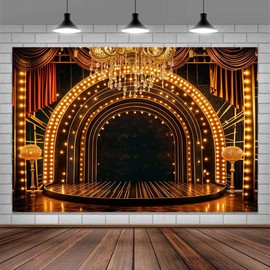 7x5ft Backdrop Photography,1920s Retro Black and Gold Photo Background Roaring Roaring 20s Party Birthday Wedding Party Decor Banner Photo Booth Props