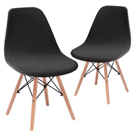 Bifaunvogel Shell Chair Covers Velvet Mid Century Modern Dining Chair Covers Stertch Dining Room Shell Side Chair Slipcovers Lounge Armless Chairs Covers for Kitchen Dining Room Set of 2 Black